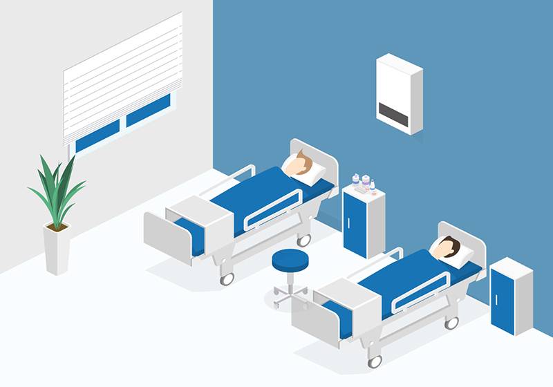 個人経営の病院の病室